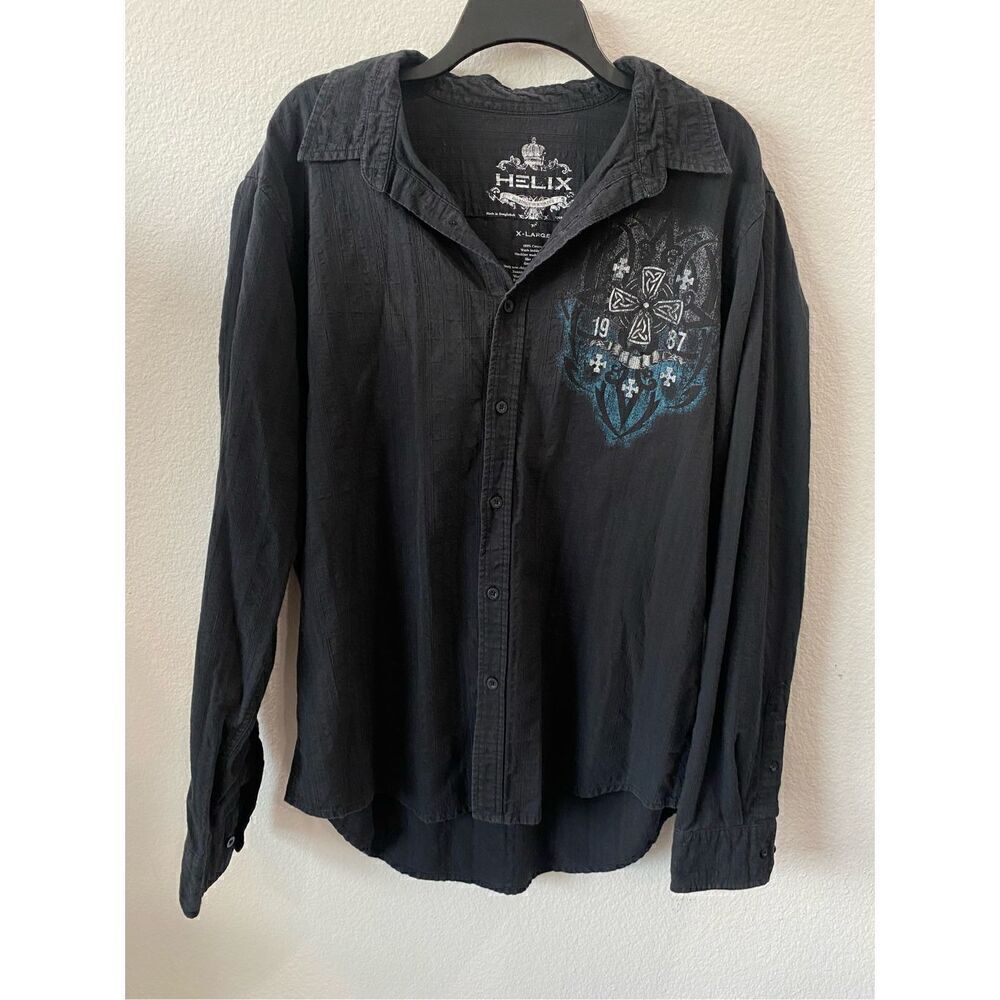 Y2K Mens Helix Button Down Shirt Size Xl